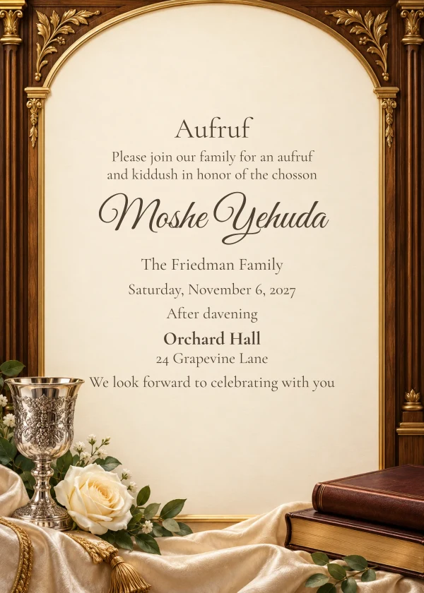 Champagne Portal — invitation sample with editable text