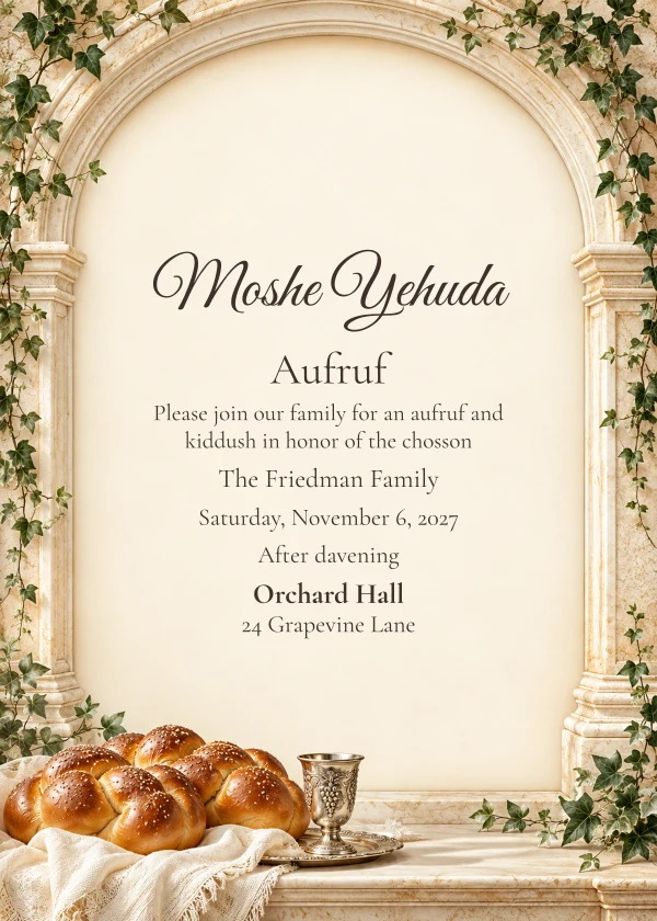 The Shabbos Window · Personal Letter — invitation sample with editable text