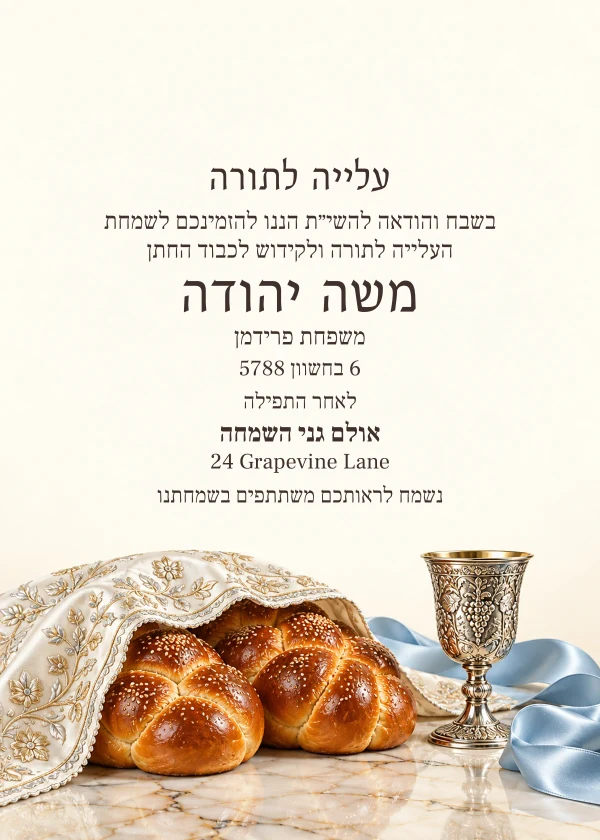 The Silver Shabbos · Heirloom — invitation sample with editable text