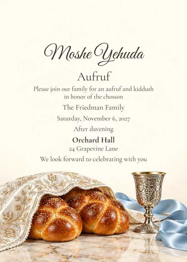 The Silver Shabbos · Personal Letter — invitation sample with editable text