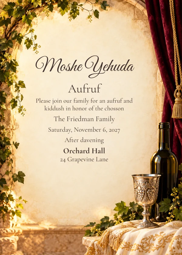 Burgundy Shabbos · Personal Letter — invitation sample with editable text