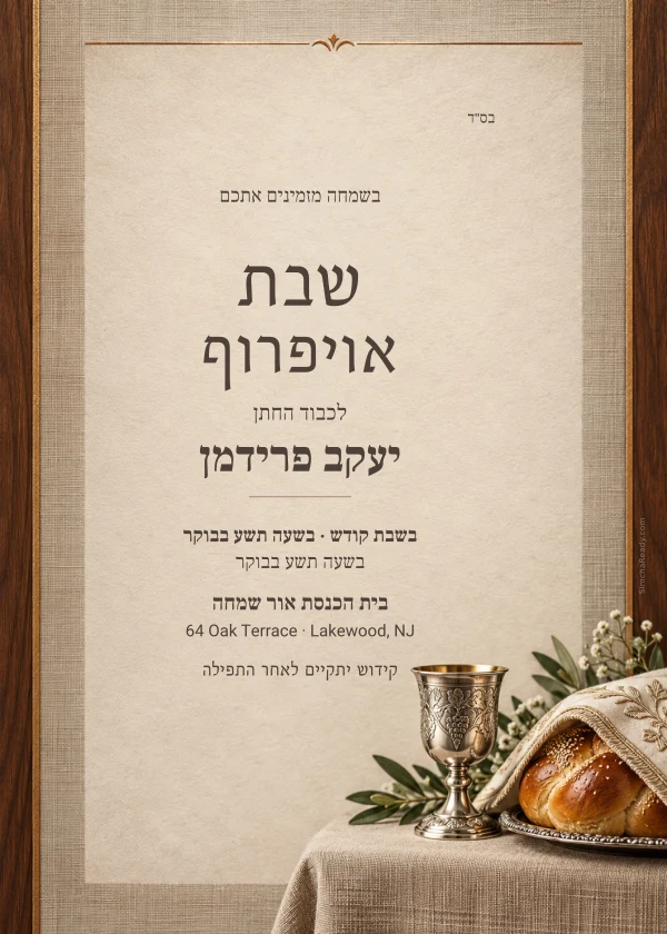 Walnut Linen — invitation sample with editable text