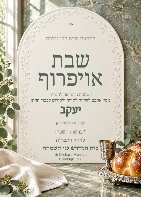 Silver & Challah — invitation sample with editable text