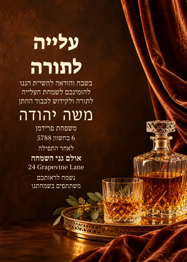 A Chosson’s Kiddush — invitation sample with editable text