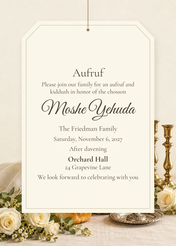 A Silver Shabbos — invitation sample with editable text