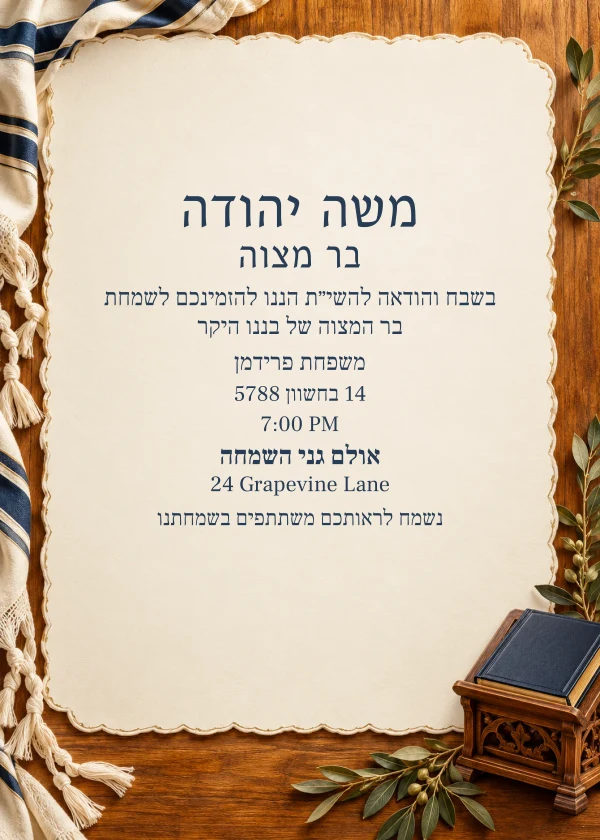 The Amber Lectern — invitation sample with editable text