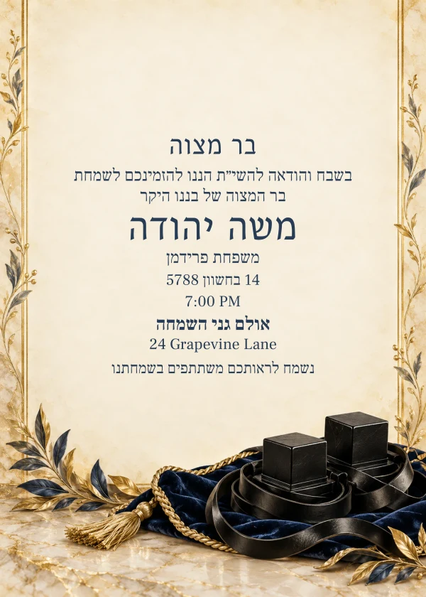 Tefillin Heirloom — דוגמת הזמנה עם טקסט הניתן לעריכה
