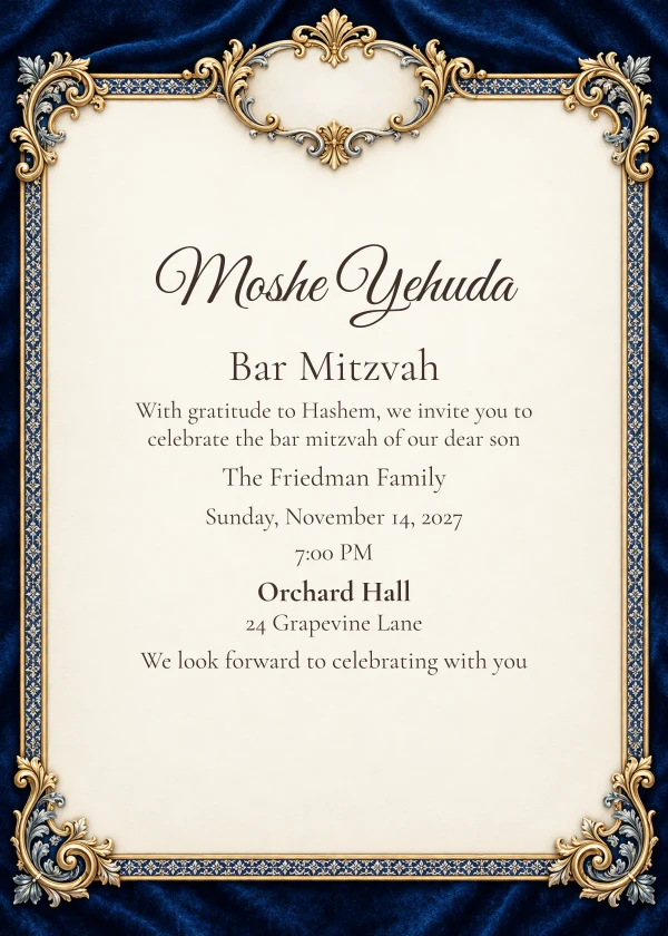 Sapphire Crest · Personal Letter — invitation sample with editable text
