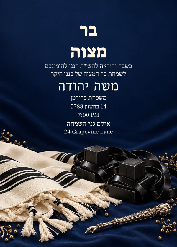 Velvet & Tefillin · Grand Lettering — invitation sample with editable text