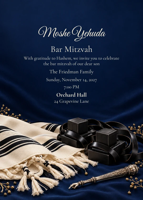 Velvet & Tefillin · Personal Letter — invitation sample with editable text