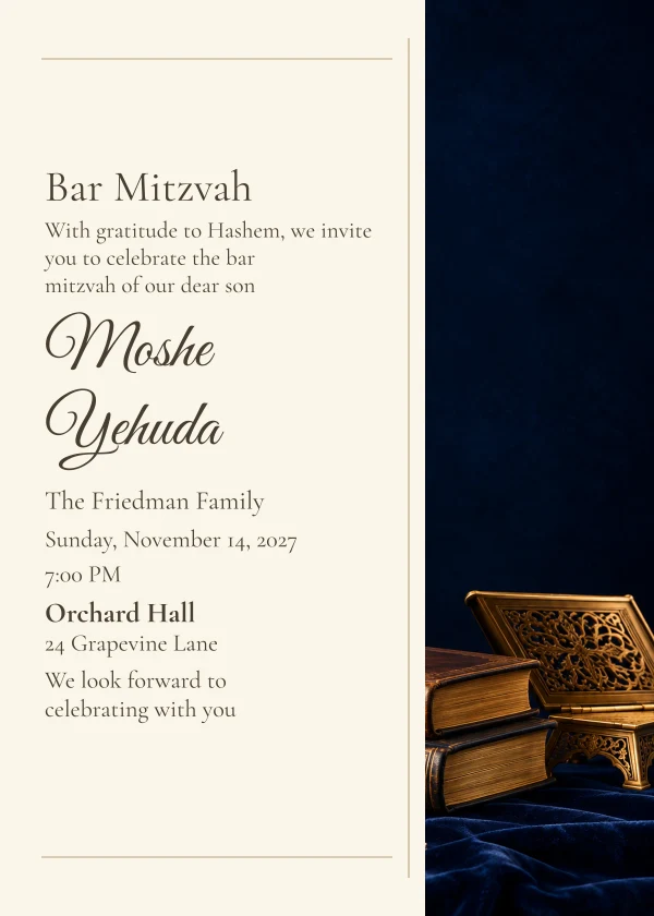 Midnight Scholar — invitation sample with editable text