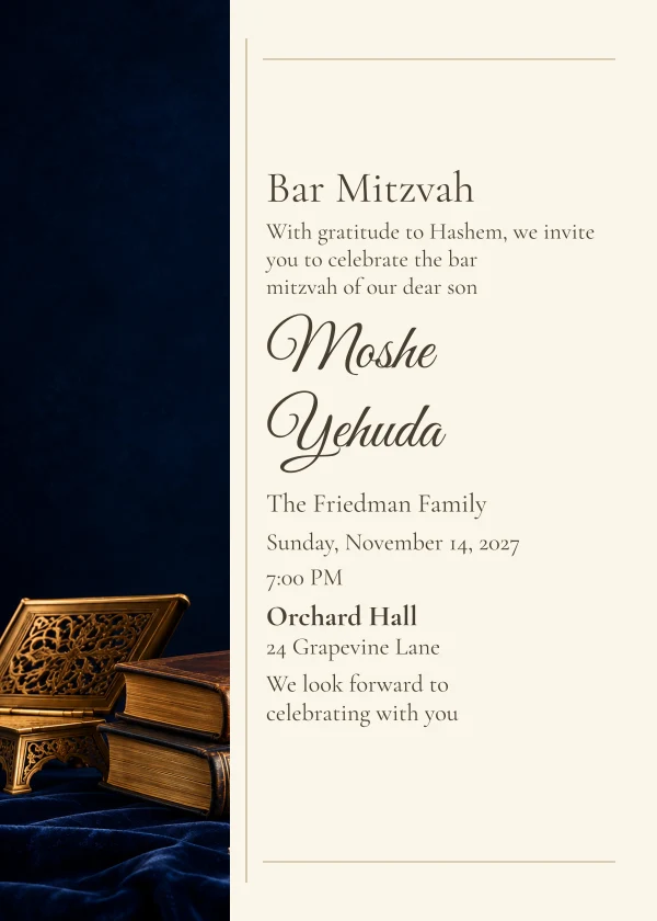 A New Chapter — invitation sample with editable text