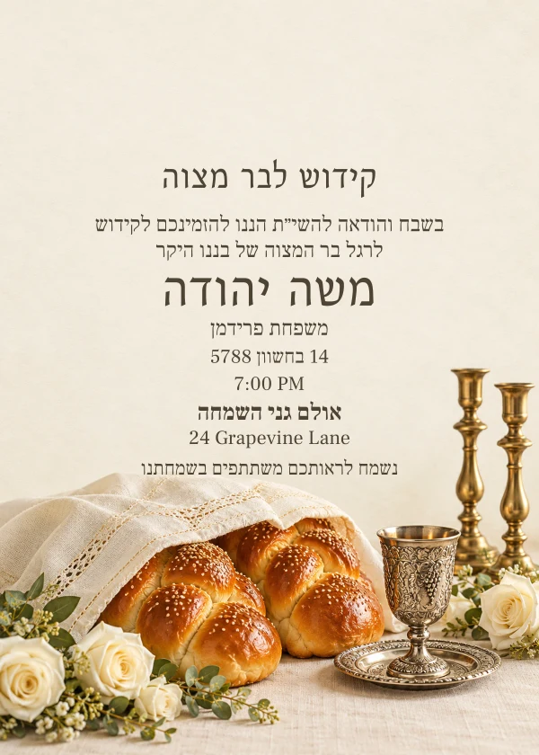 The Family Kiddush — invitation sample with editable text