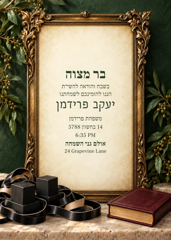 Forest Tefillin Heirloom — invitation sample with editable text