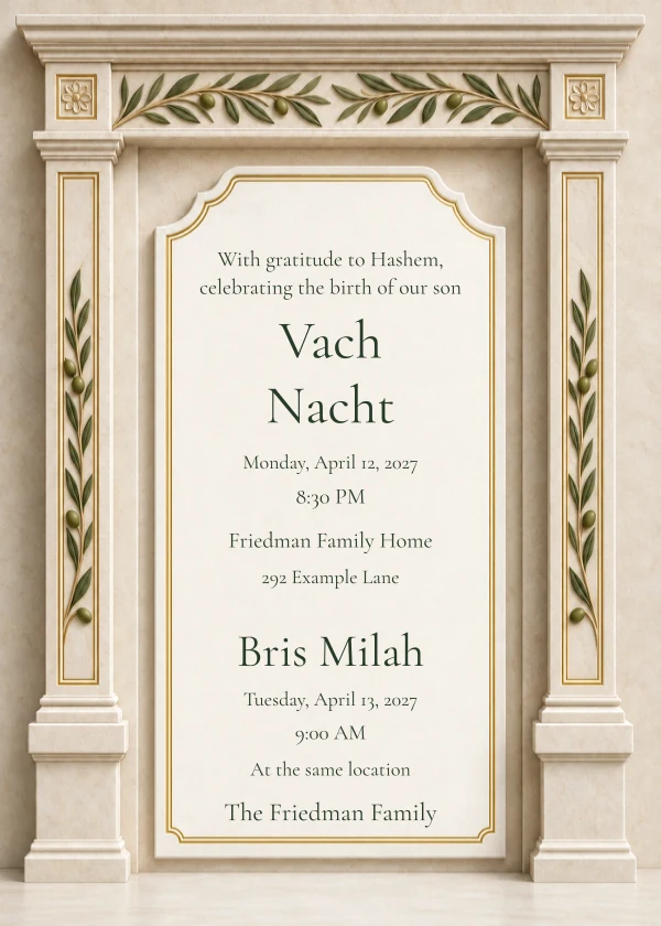 Olive Limestone — invitation sample with editable text