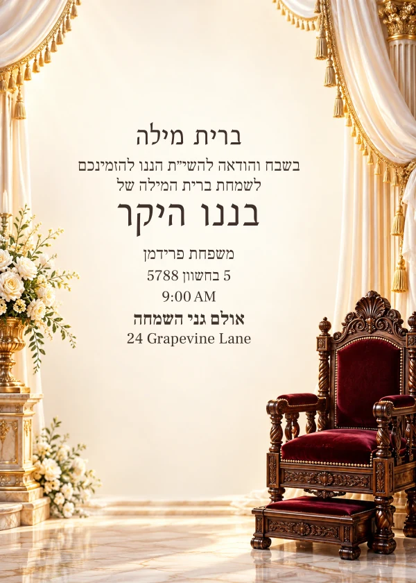 The Ceremonial Chair · Heirloom — invitation sample with editable text