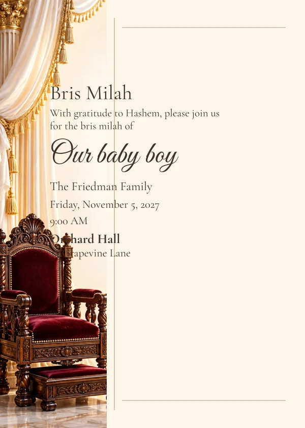 The Ceremonial Chair · Side Letter — invitation sample with editable text