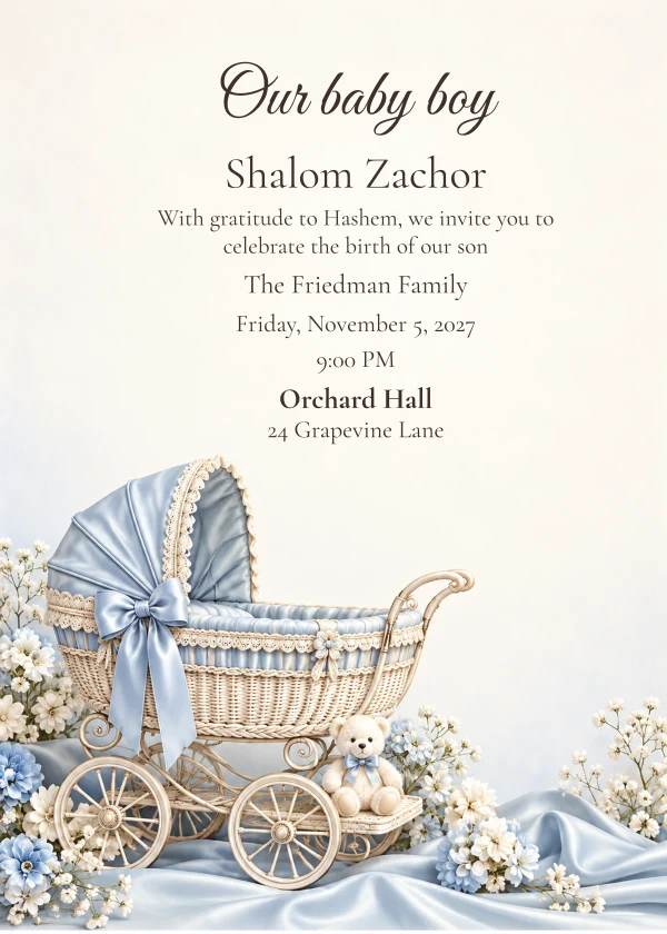 The Blue Carriage · Personal Letter — invitation sample with editable text