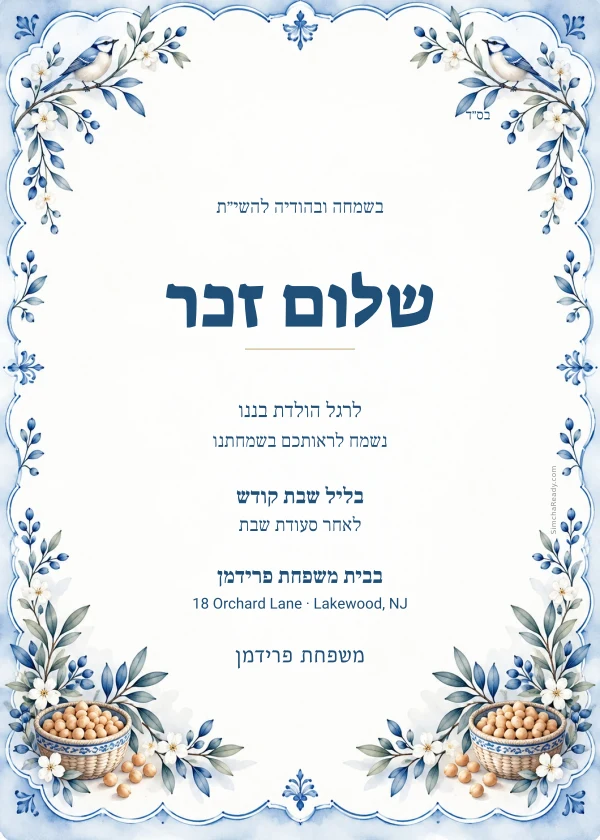 Blue Porcelain — ביישפיל פון אן איינלאדענונג מיט טעקסט וואס מען קען טוישן