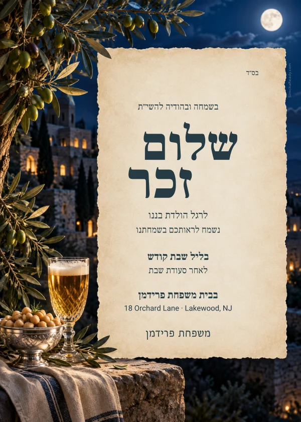 Moonlit Olive — invitation sample with editable text