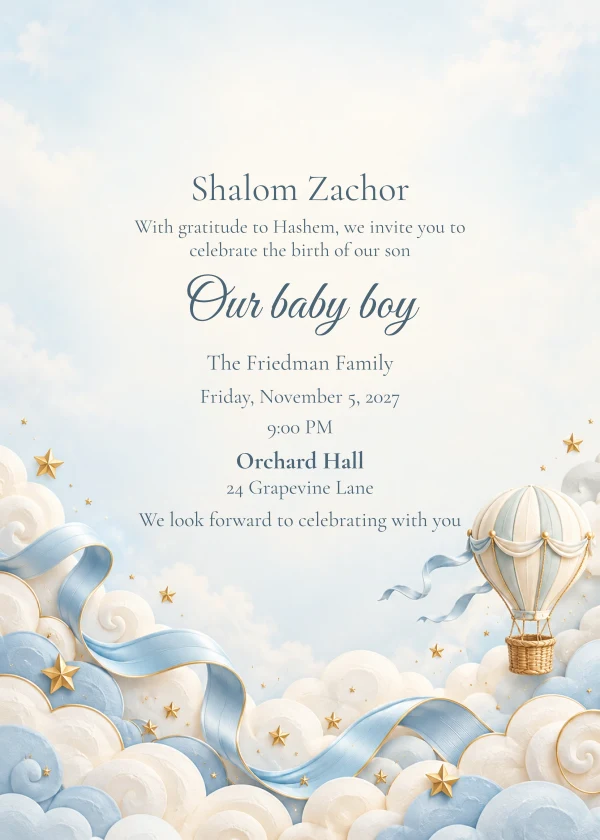 Up in the Clouds — invitation sample with editable text