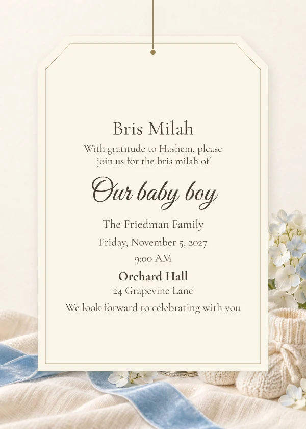Tiny Blue Keepsake — invitation sample with editable text