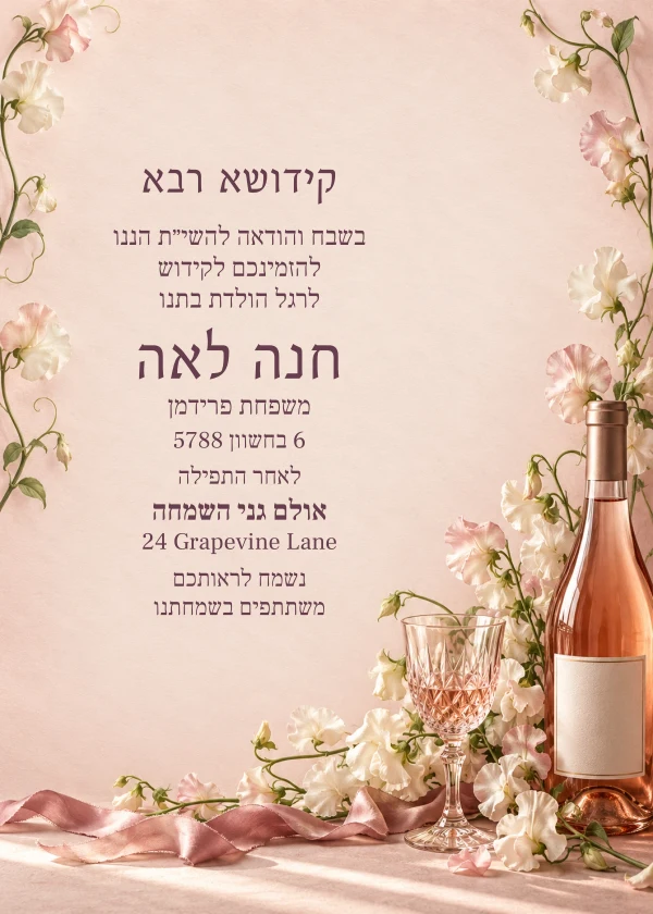 Blush Vintage — invitation sample with editable text