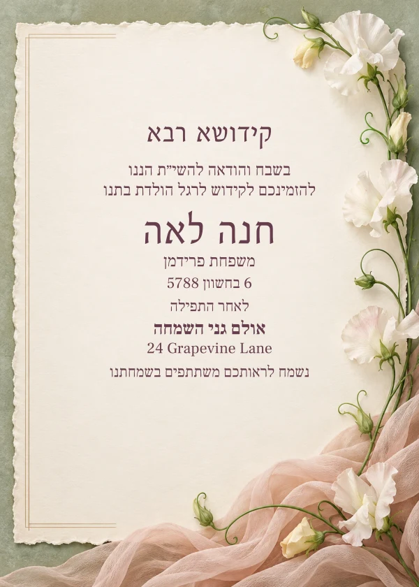 The Sweet Pea Letter — invitation sample with editable text