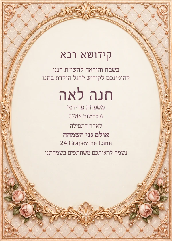 Rose Lattice — invitation sample with editable text