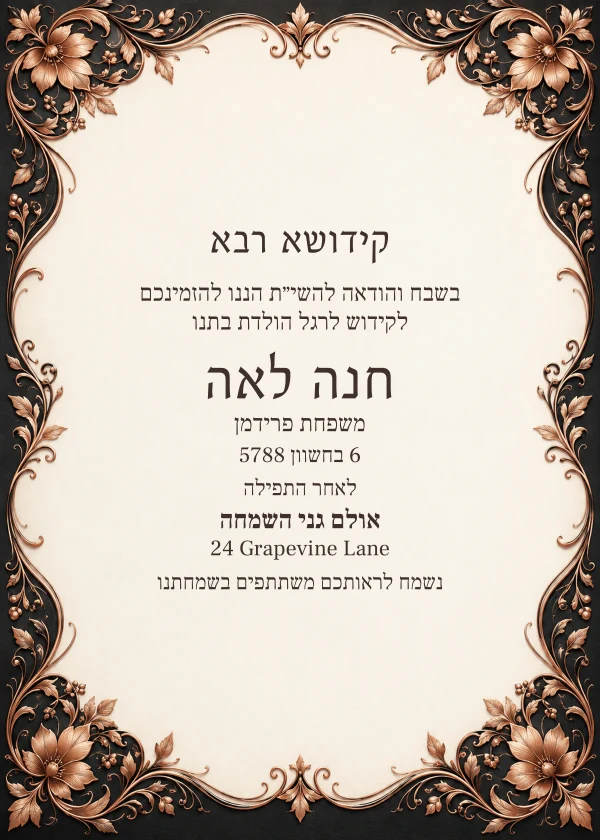 Copper Engraving · Heirloom — invitation sample with editable text