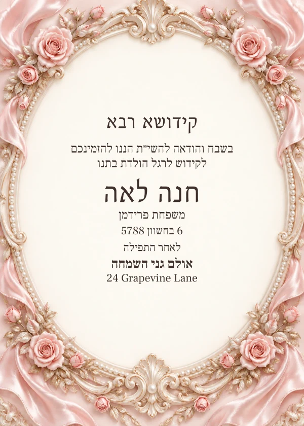 Rose Porcelain · Heirloom — invitation sample with editable text
