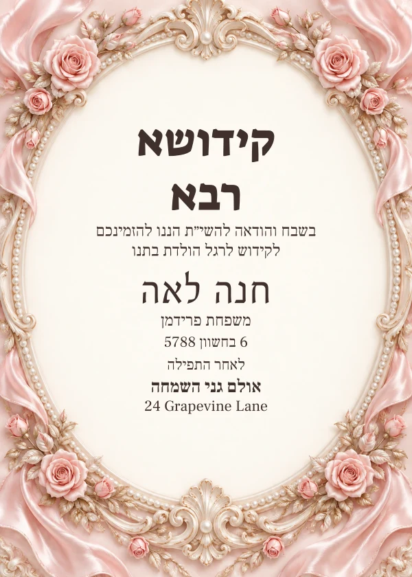 Rose Porcelain · Grand Lettering — invitation sample with editable text