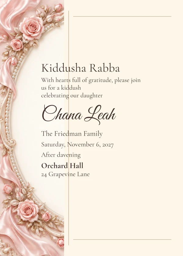 Rose Porcelain · Side Letter — invitation sample with editable text