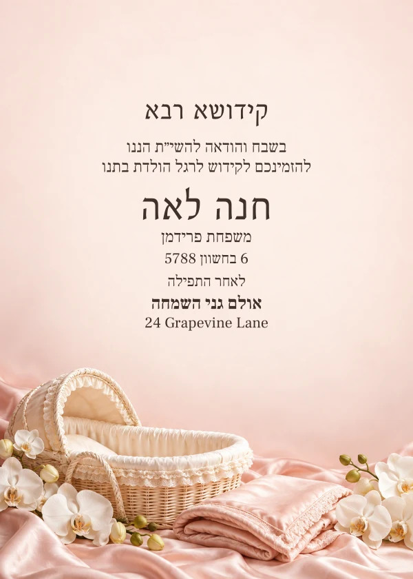 Blush Cradle · Heirloom — invitation sample with editable text