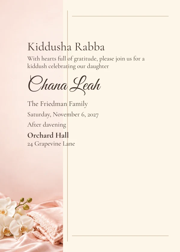 Blush Cradle · Side Letter — invitation sample with editable text