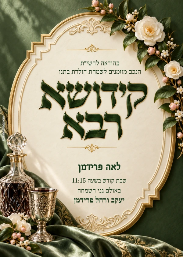 Camellia Heirloom · Kiddush — invitation sample with editable text