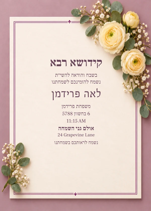 Blush Nursery Flowers — invitation sample with editable text