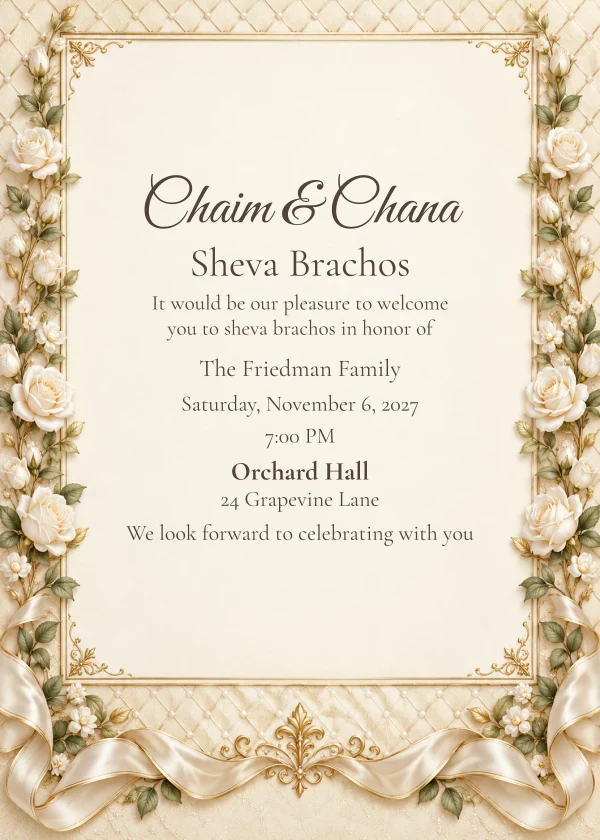 Champagne Trellis — invitation sample with editable text