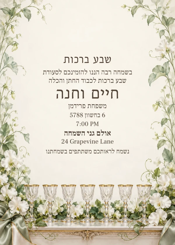 Seven in the Garden — invitation sample with editable text