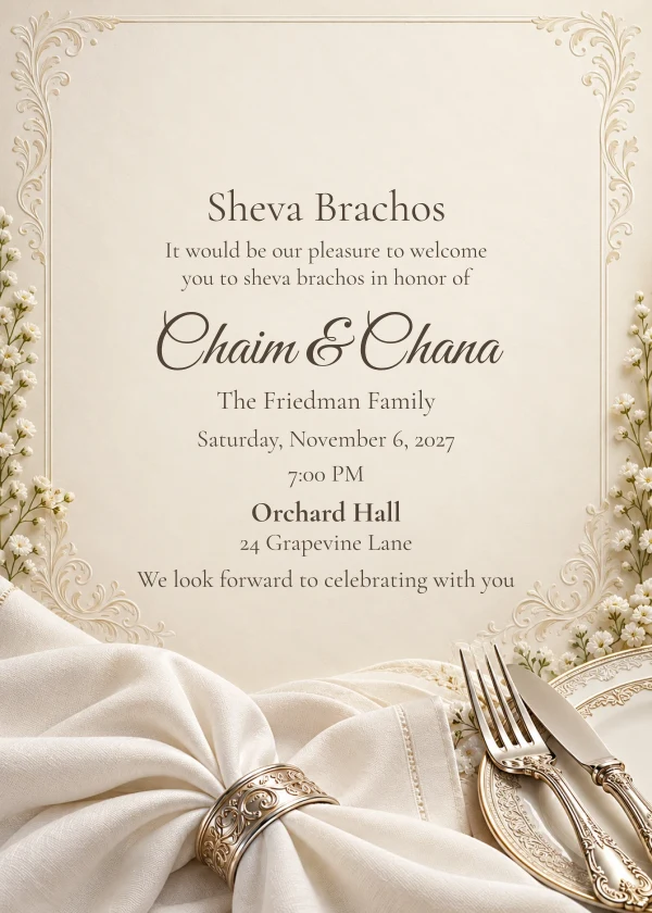 Ivory Supper — invitation sample with editable text