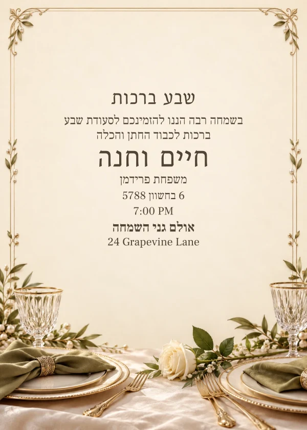 The Olive Table — invitation sample with editable text