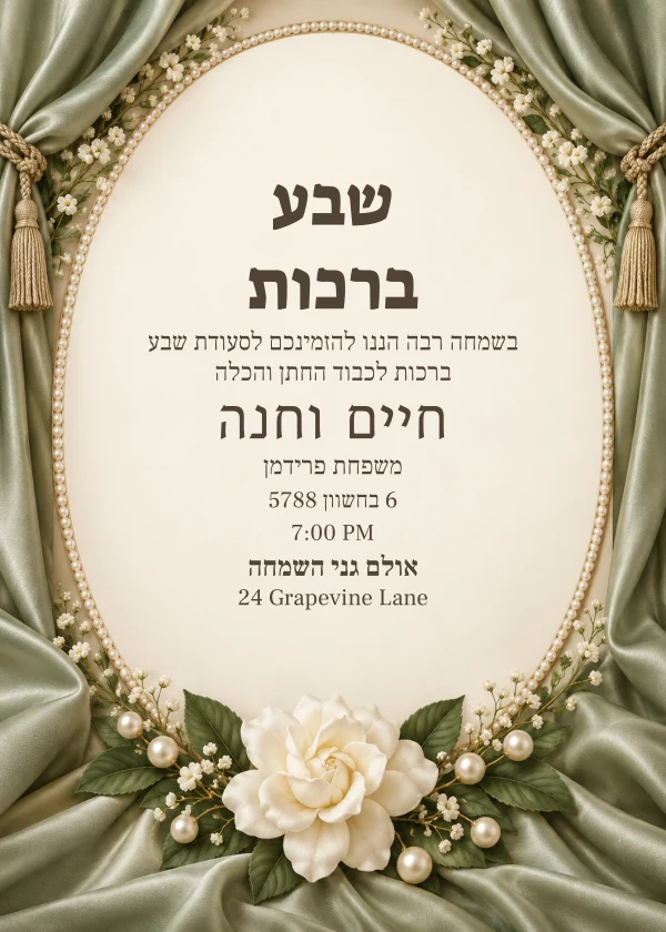 Sage & Pearl — invitation sample with editable text