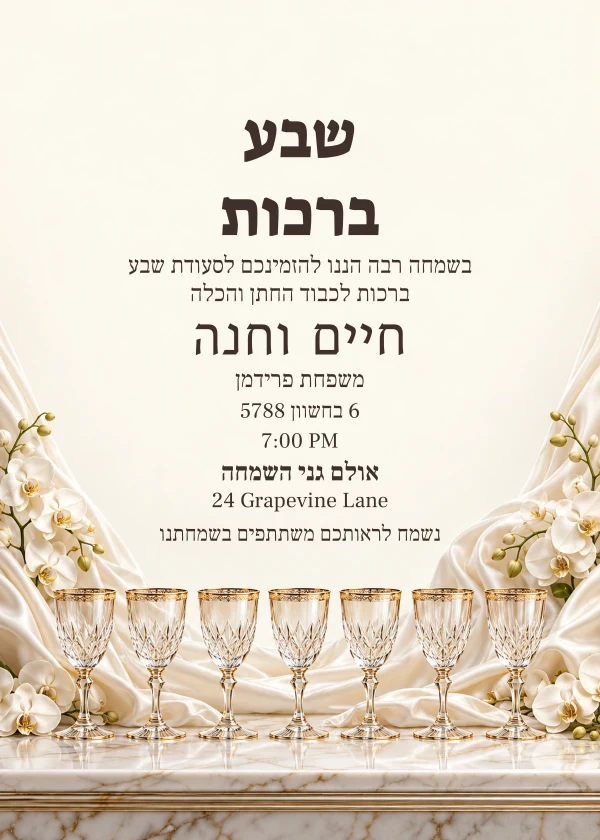 Seven Crystal Cups · Grand Lettering — invitation sample with editable text