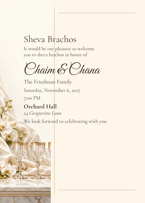 Seven Crystal Cups · Side Letter — invitation sample with editable text