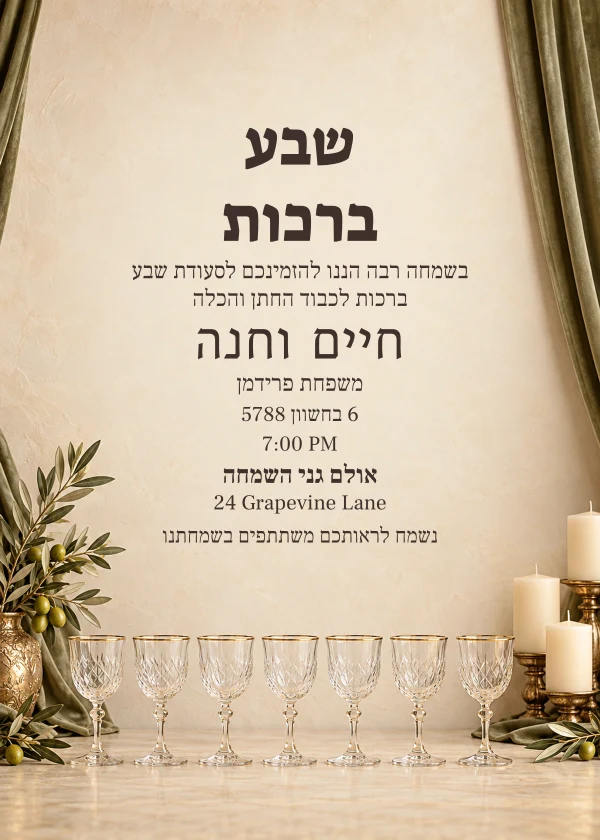 Olive & Crystal · Grand Lettering — invitation sample with editable text