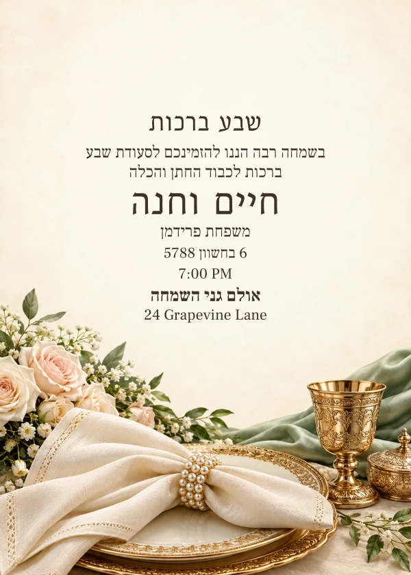 The Rose Banquet · Heirloom — invitation sample with editable text