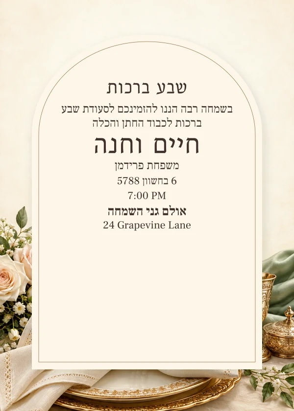 The Rose Banquet · Arched Stationery — invitation sample with editable text