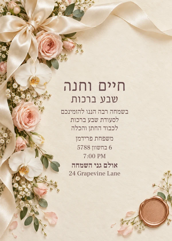 A Celebration in Silk — ביישפיל פון אן איינלאדענונג מיט טעקסט וואס מען קען טוישן