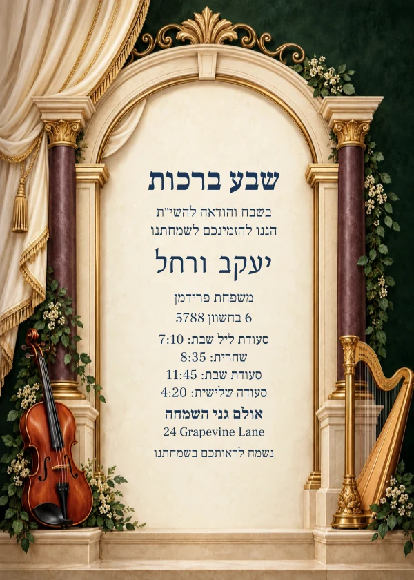 The Musical Arch — invitation sample with editable text