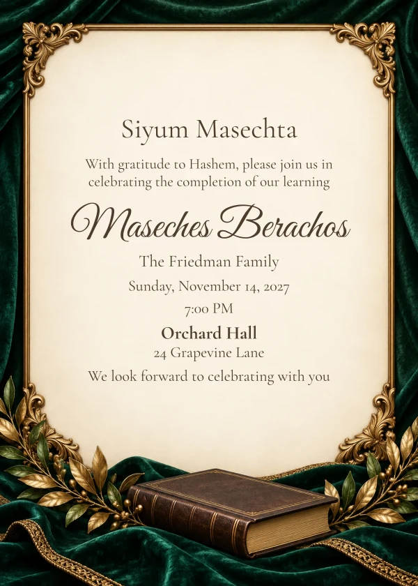 Emerald Study — invitation sample with editable text